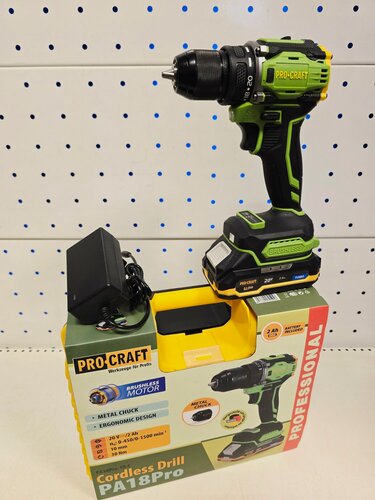 Изображение товара Аккумуляторный бесщеточный шуруповерт для дома Procraft PA18Pro, 20В/2Ач