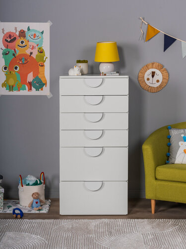 Изображение товара Комод ГУД лакк Пикси, 6 ящиков 60 x 57 x 120 см, белый, ЛДСП