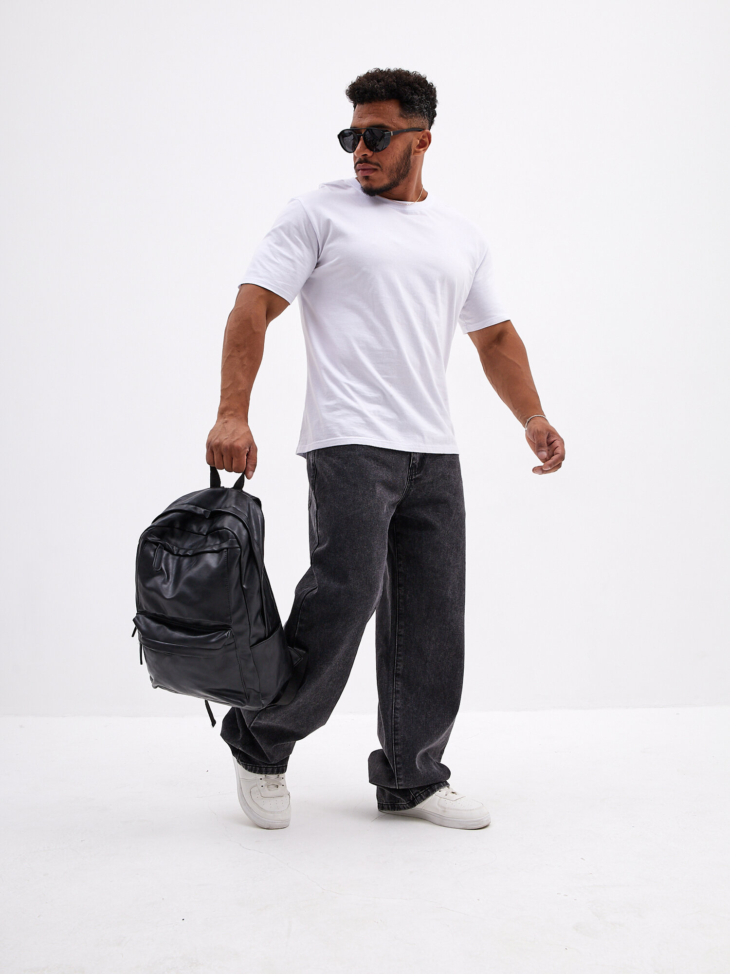 Джинсы багги Victor Knight мужские широкие, на резинке в поясе