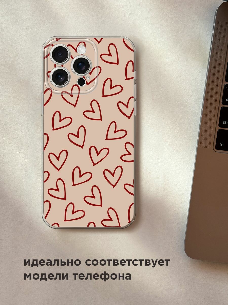 Чехол на Apple iPhone 15 Pro Max / Айфон 15 Про Макс с принтом "Little hearts doodles 1 - 14 февраля" — фото 1