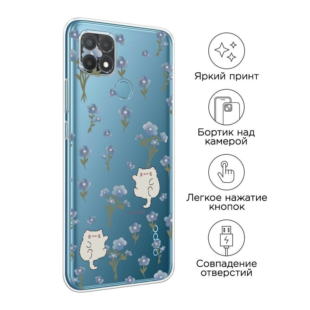 Чехол на Oppo A15/A15s / Оппо А15/A15s с принтом "Gentle cats", прозрачный — фото 1