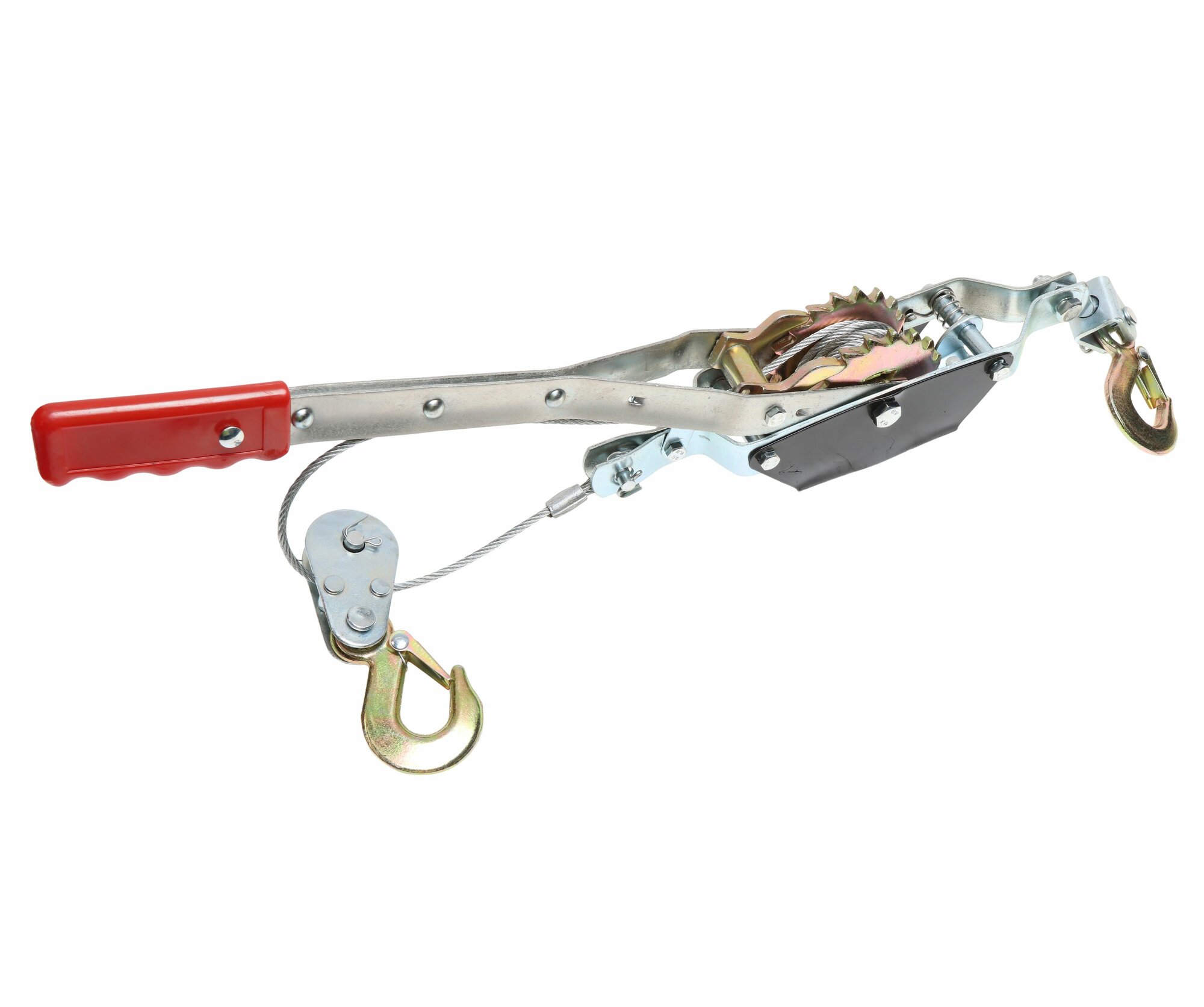 Лебедка рычажная тяговая 2т(двойное зубч. колесо стальной трос -4.2мм 2.2м) ER-98242 эврика