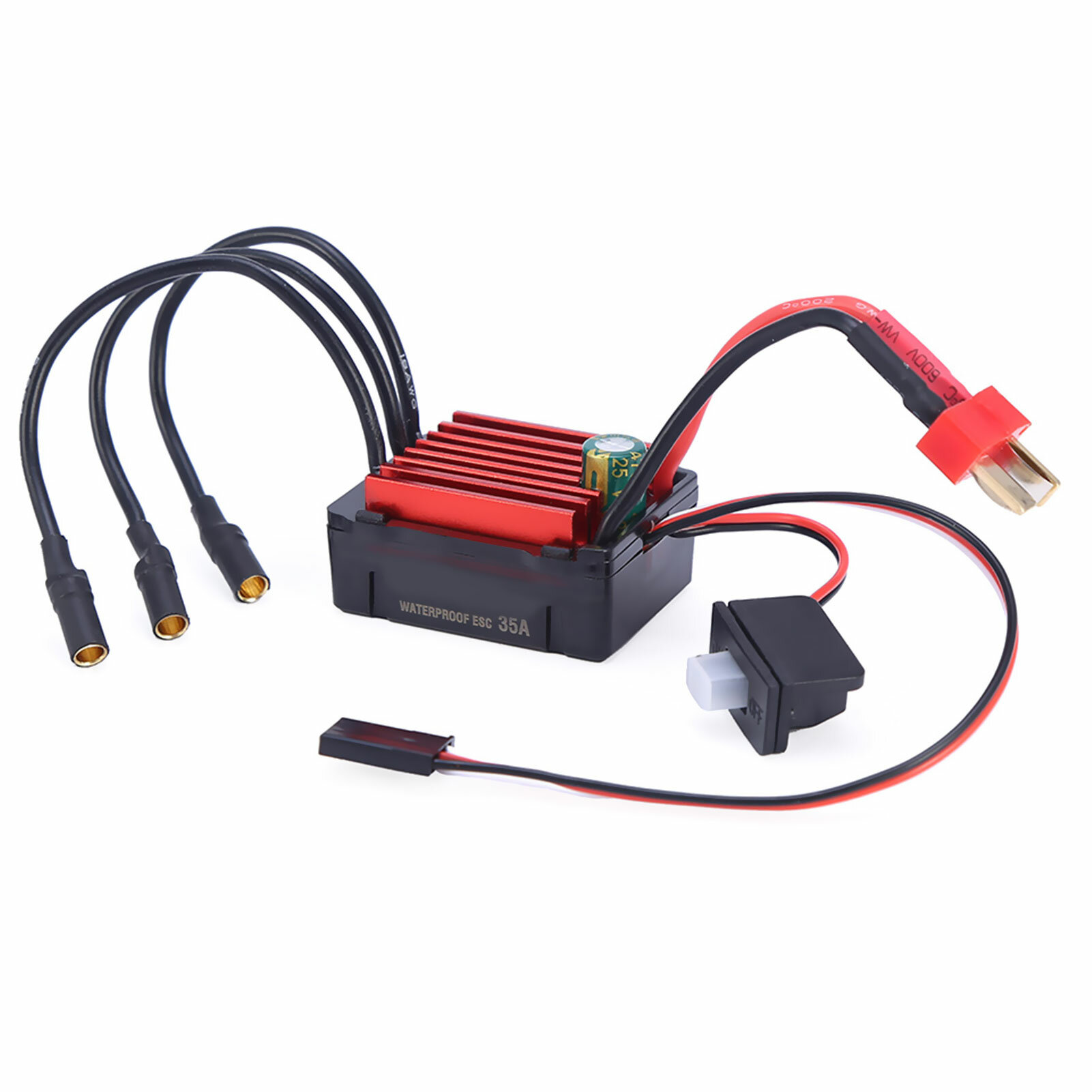 35A ESC Регулятор Электронной Скорости Водонепроницаемый для RC Автомобиля 1/16 1/14 Совместимый с HSP Axia/Buggy/Drift Car Мотор 3660/3670 Бесшумный, Ток 35A/120A, Батарея 2-3S Lipo, Размер 40x32x20mm, Вес 37g
