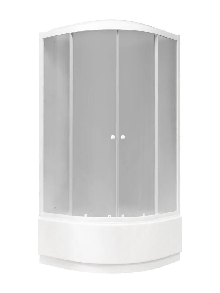Душевая кабина Parly Tomorrow EF821 стеклянная 80x80 высокий поддон с сиденьем закрытая (с крышей) с матовым стеклом без гидромассажа с белым профилем с функцией тропический душ