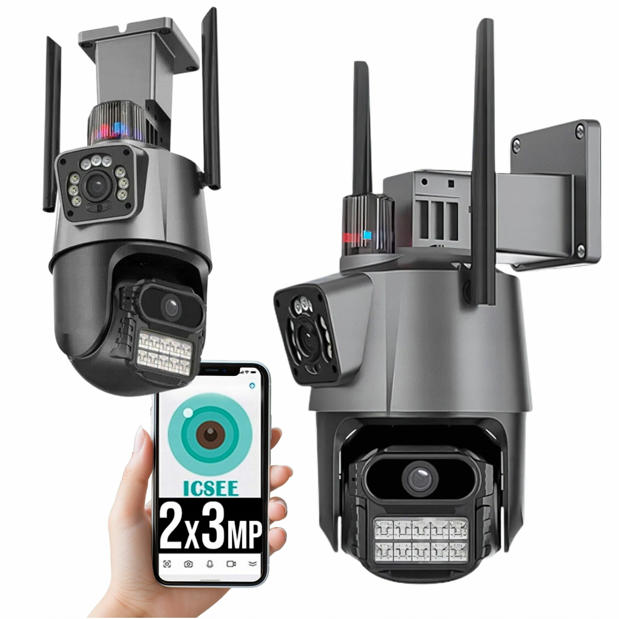 Wi-Fi-камера с двумя линзами, 3MP, iCSee/XMeye, 3.6+3.6 мм, микрофон, динамик, microSD, 12В (ORIENT WF-312)