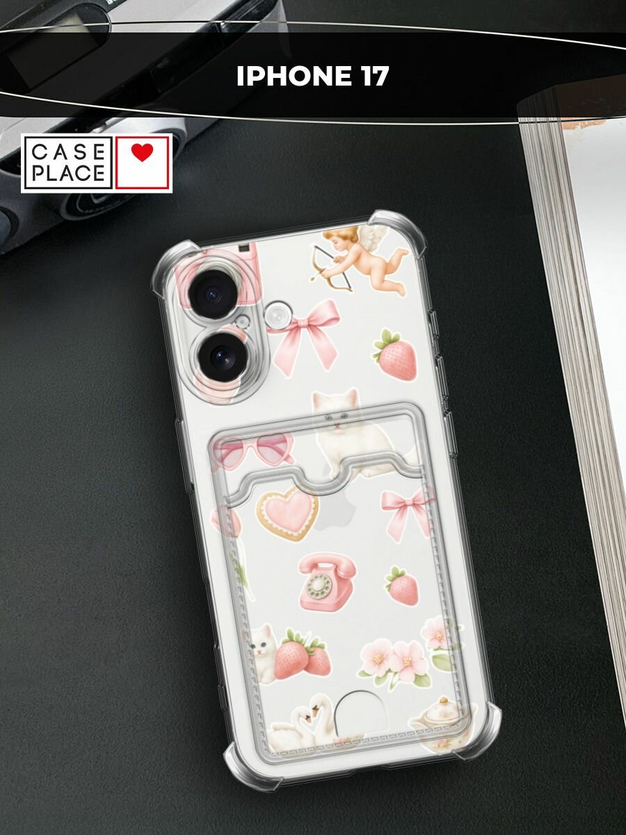 Чехол на Apple iPhone 17 (Айфон 17) с картой и принтом Коллаж для девочки