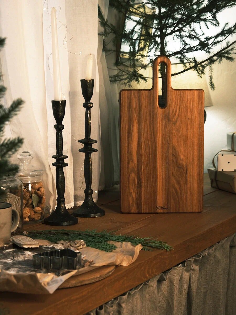 Разделочная доска большая Лайт с ручкой прямоугольная , Dad's material, натуральное дерево — фото 1