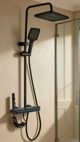 Изображение товара Душевая система Ceruttispa NIVES, матовая графит, с тропическим душем