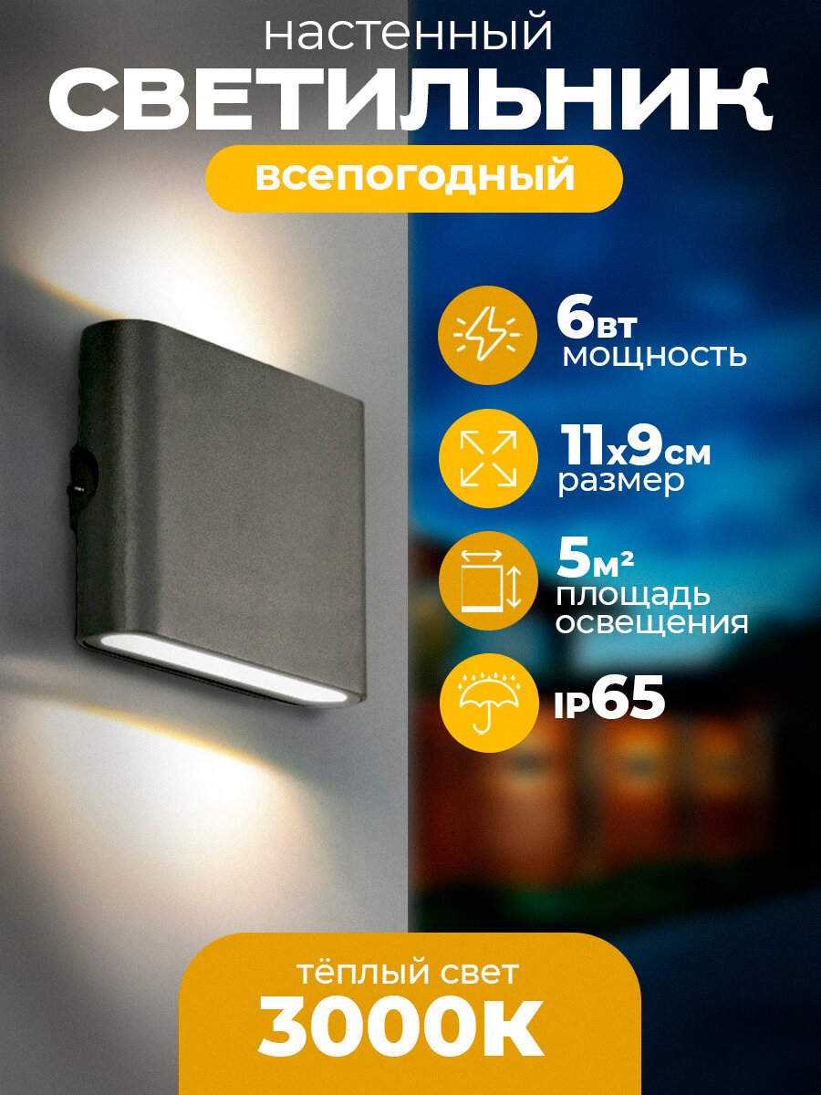 Светильник настенный светодиодный Zuma Mini Black черный матовый, 6W, 3000K, бра