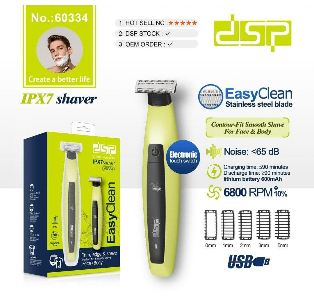 Триммер для бороды DSP 60334, водонепроницаемый, с 5 насадками