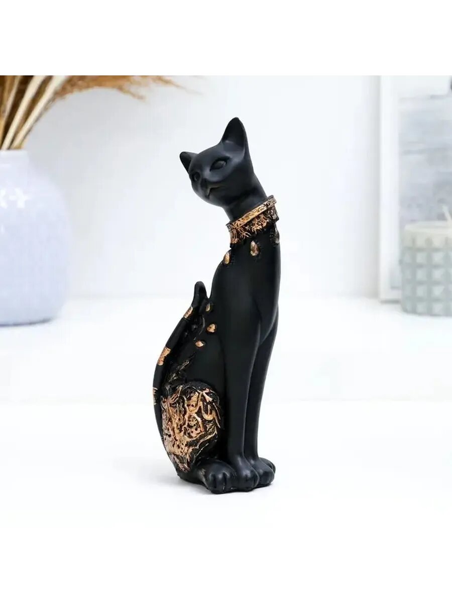 Элегантная фигурка кошки из полистоуна 20 см