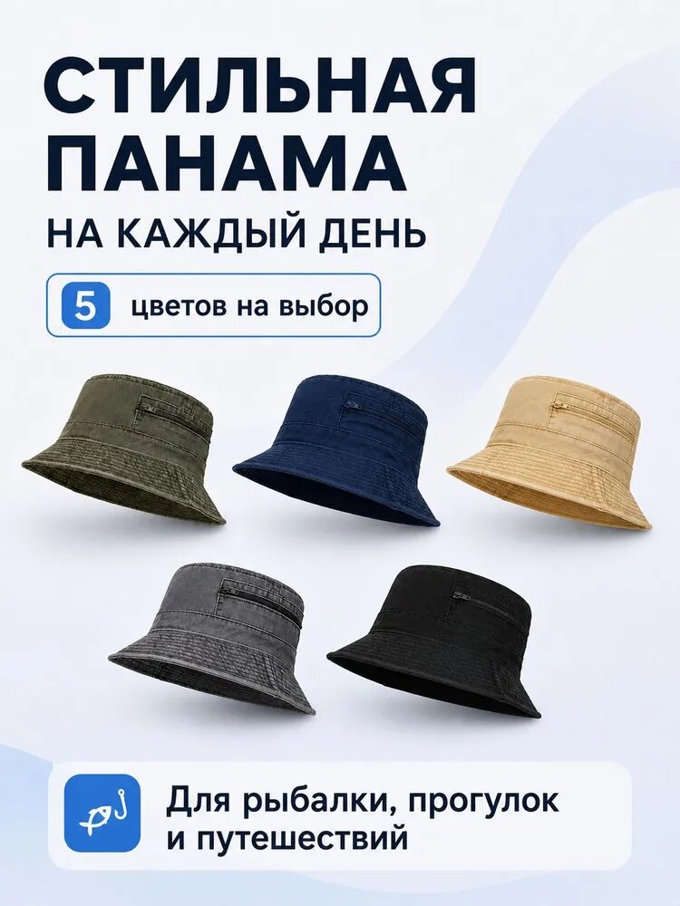 Женская хлопковая панама зелёного цвета размер 58–60 см, Лёгкая летняя головная убор, Удобная посадка на голову — фото 1