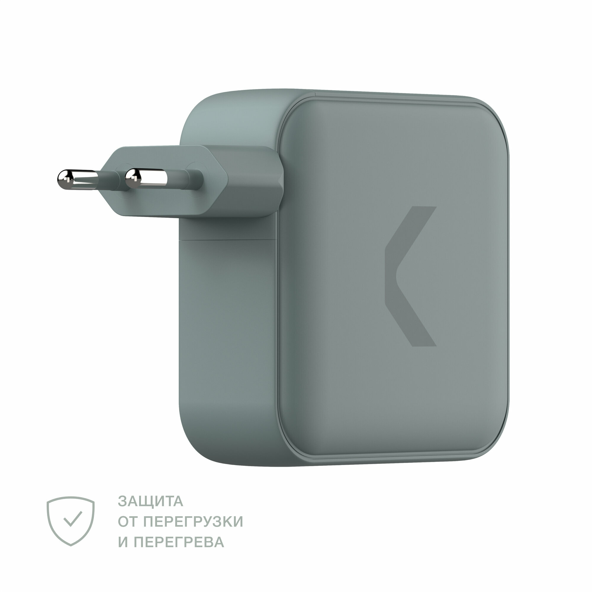 Быстрое зарядное устройство COMMO Core 140, 2xUSB-C + 1xUSB-A, 140 Вт, серо-зелёный — фото 1
