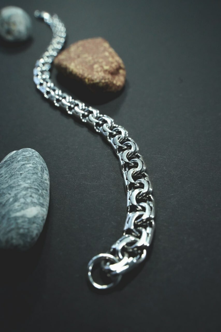 Браслет-цепочка JEWELRY of KUBACHI, серебро, 925 проба, оксидирование, длина 22 см., серебристый — фото 1