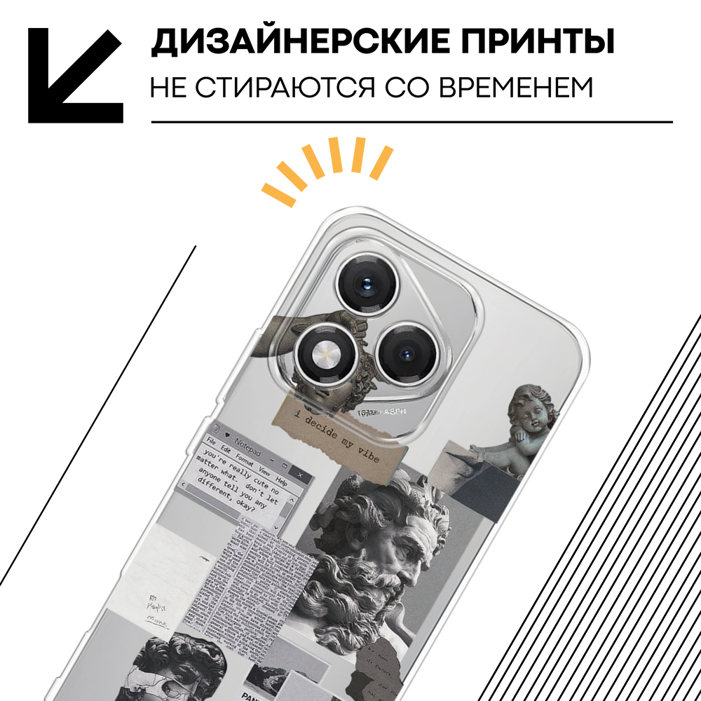 Чехол на Honor 400 Lite / Хонор 400 Лайт с принтом Новая античность, прозрачный — фото 1