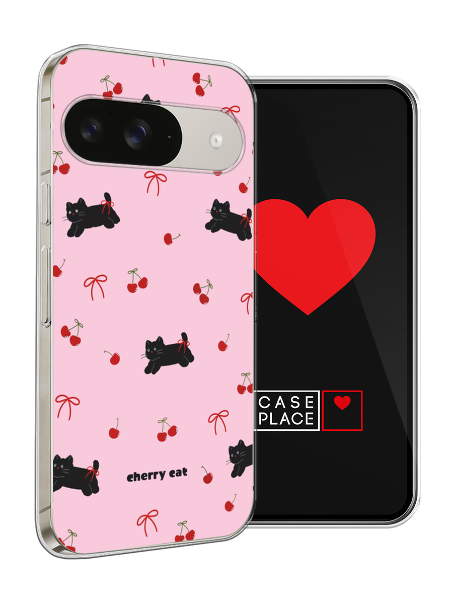 Чехол на Google Pixel 9 / Гугл Пиксель 9 с принтом cherry cat — фото 1