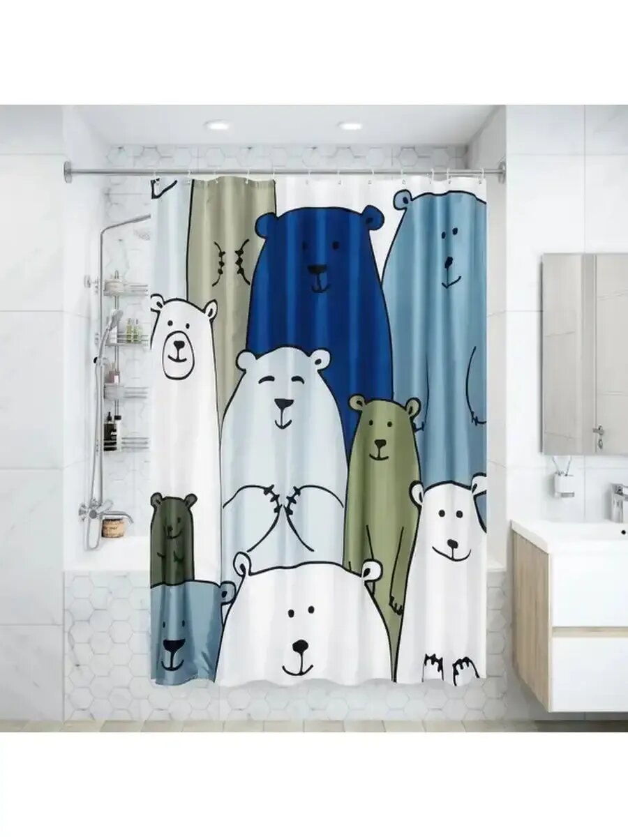 Штора для ванной Fixsen Bear 180x200 см полиэстер цвет мультиколор