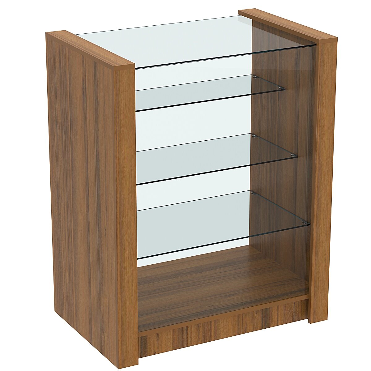 Прилавок из ДСП Модерн №4-900 с тремя полками из стекла, Орех. Производитель товара - компания ТОБ.