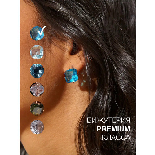 фото Серьги sokollaik, циркон, кристалл, фианит, голубой