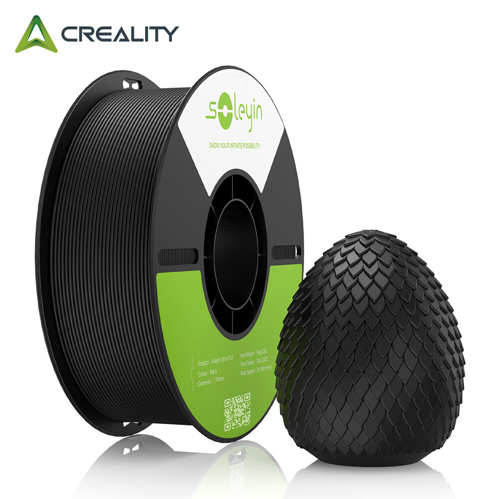 Нить для 3D печати CREALITY Soleyn Ultra PLA, 1.75мм, Черный, 1кг