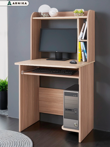 Изображение товара Компьютерный стол ARNIKA, ЛДСП, ясень/дуб, 130х70х60 см, с полкой для клавиатуры