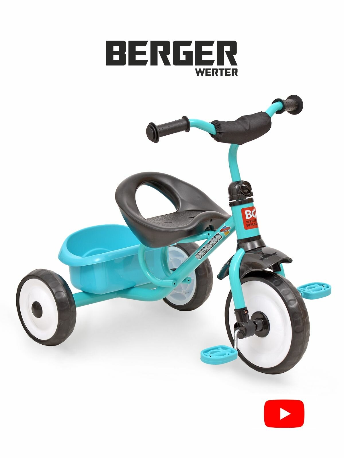 Велосипед детский без ручки TRIKE WERTER BERGER трехколесный мятный