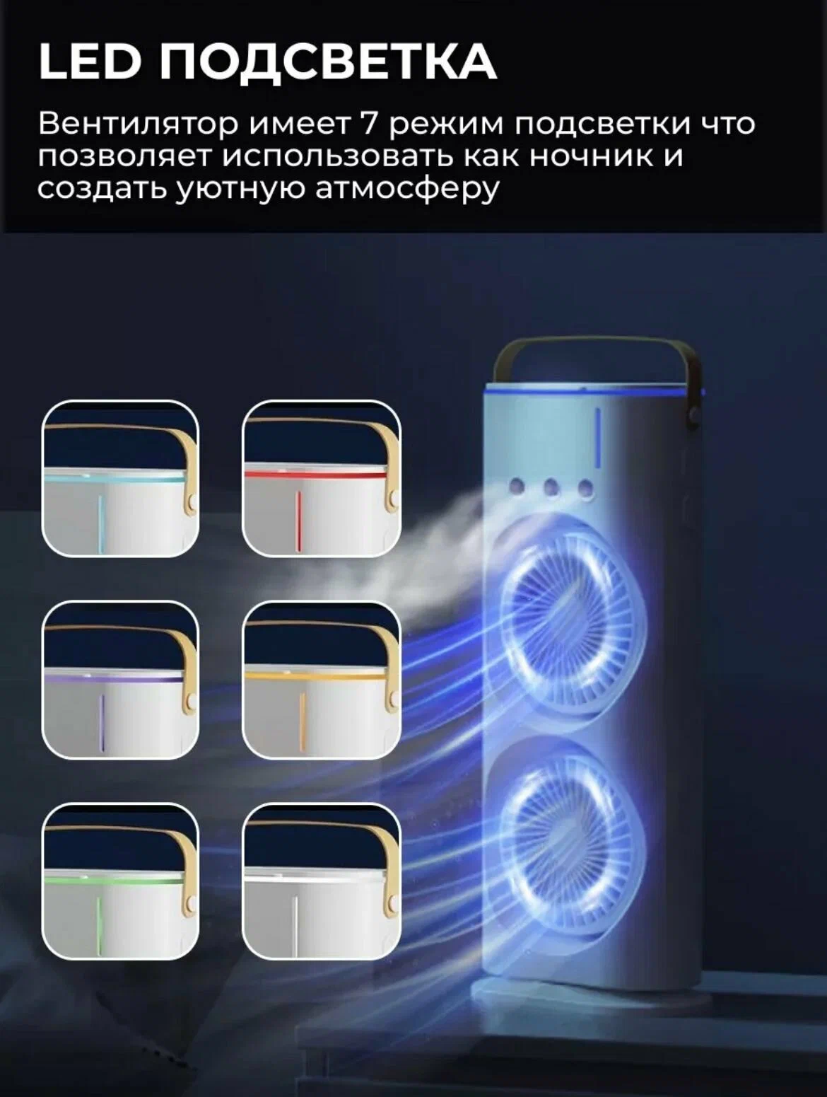 Мобильный кондиционер Gratias, 3 режима работы, площадь 30м², пульт ДУ, белый — фото 1