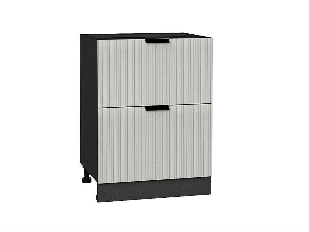 VVT Шкаф нижний с 2-мя ящиками Евро Лайн Graphite, Агат В*Ш*Г 816*600*478, фасад МДФ Агат, корпус Graphite Агат