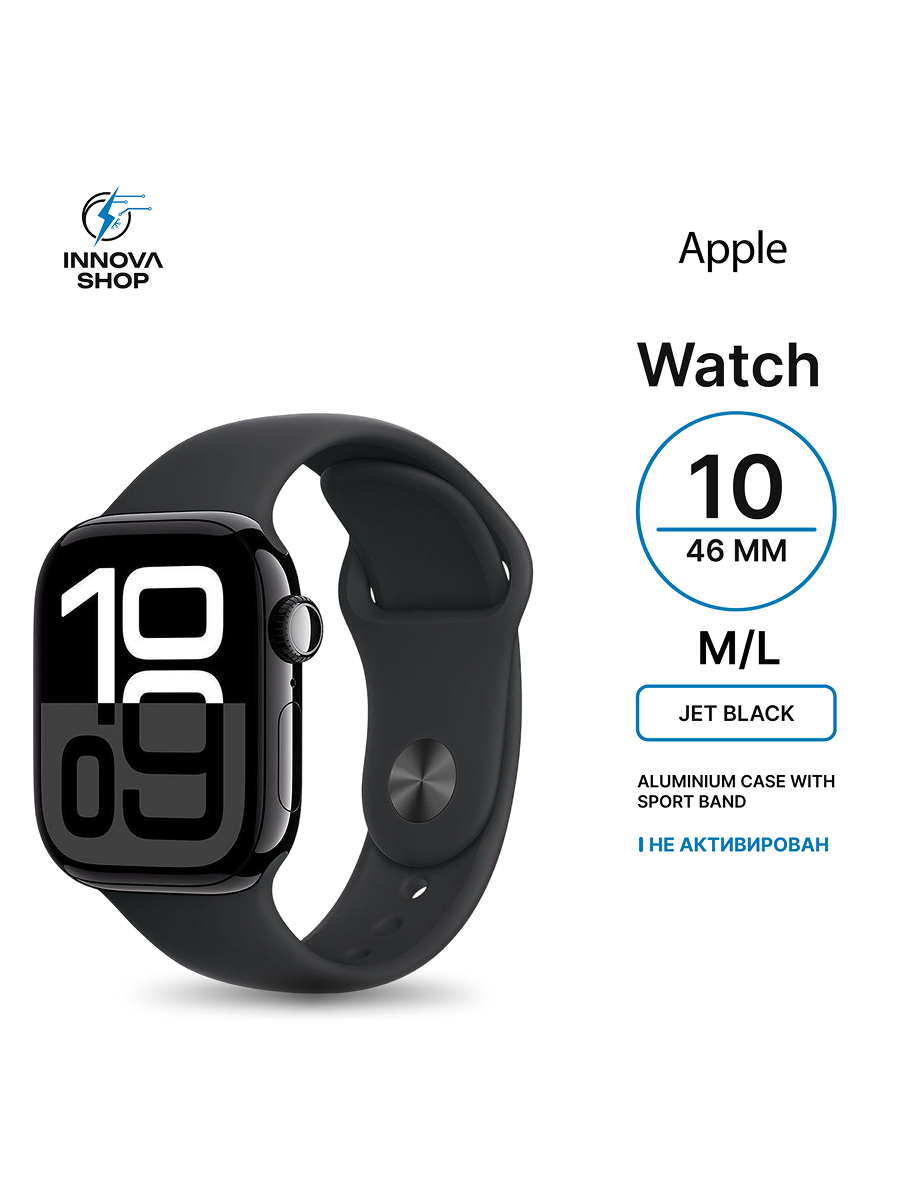 Часы Apple Watch Series 10 46mm Aluminium Case with Sport Band Jet Black M/L