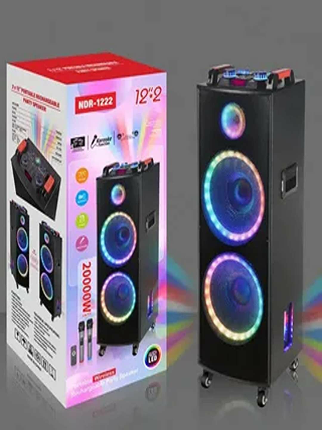 Колонка беспроводная портативная Sing-e, караоке, с RGB подсветкой, с микрофоном и пультом