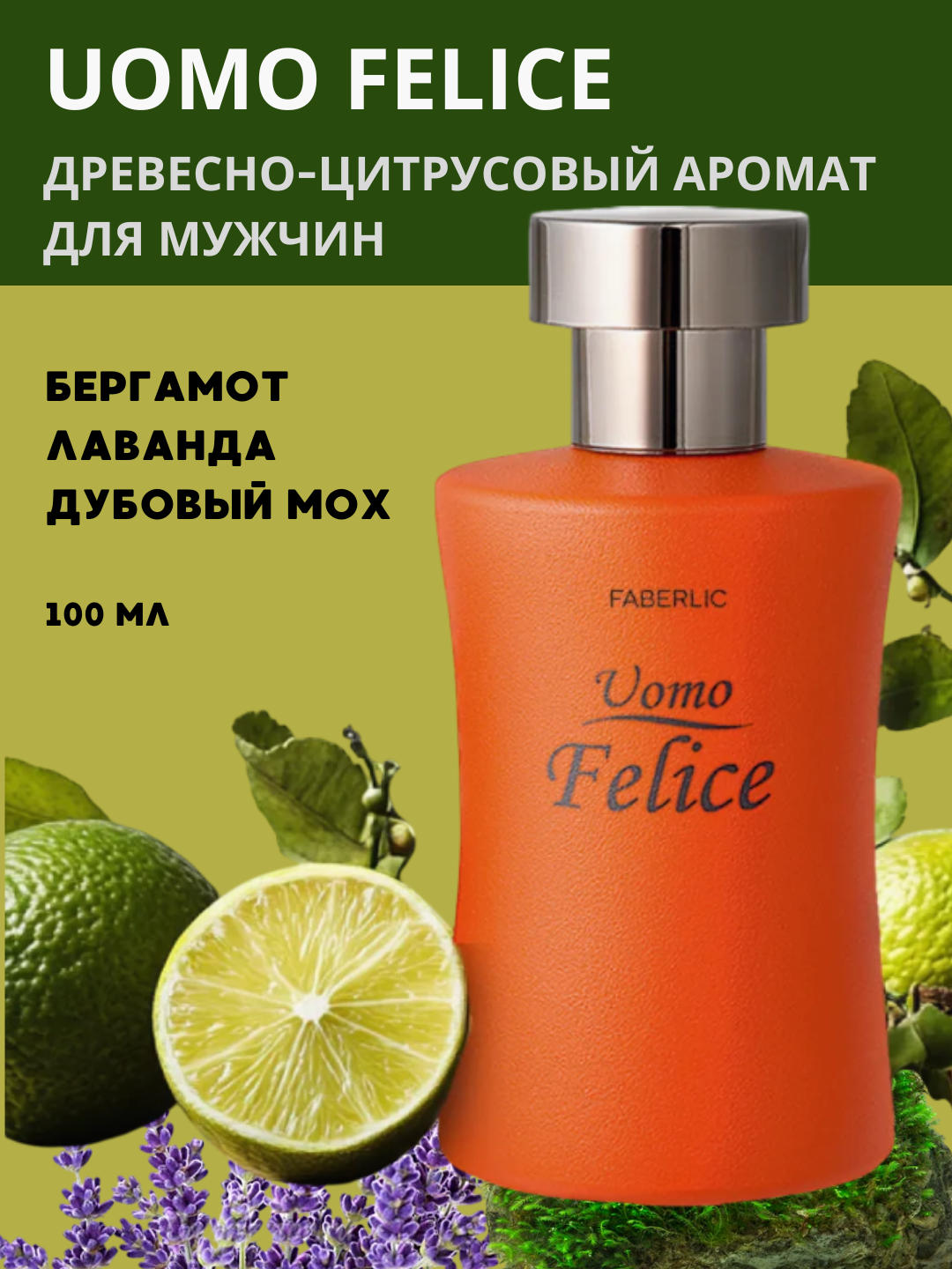 Духи "Uomo Felice", для мужчин, древесно-цитрусовый аромат, Faberlic, 100 мл