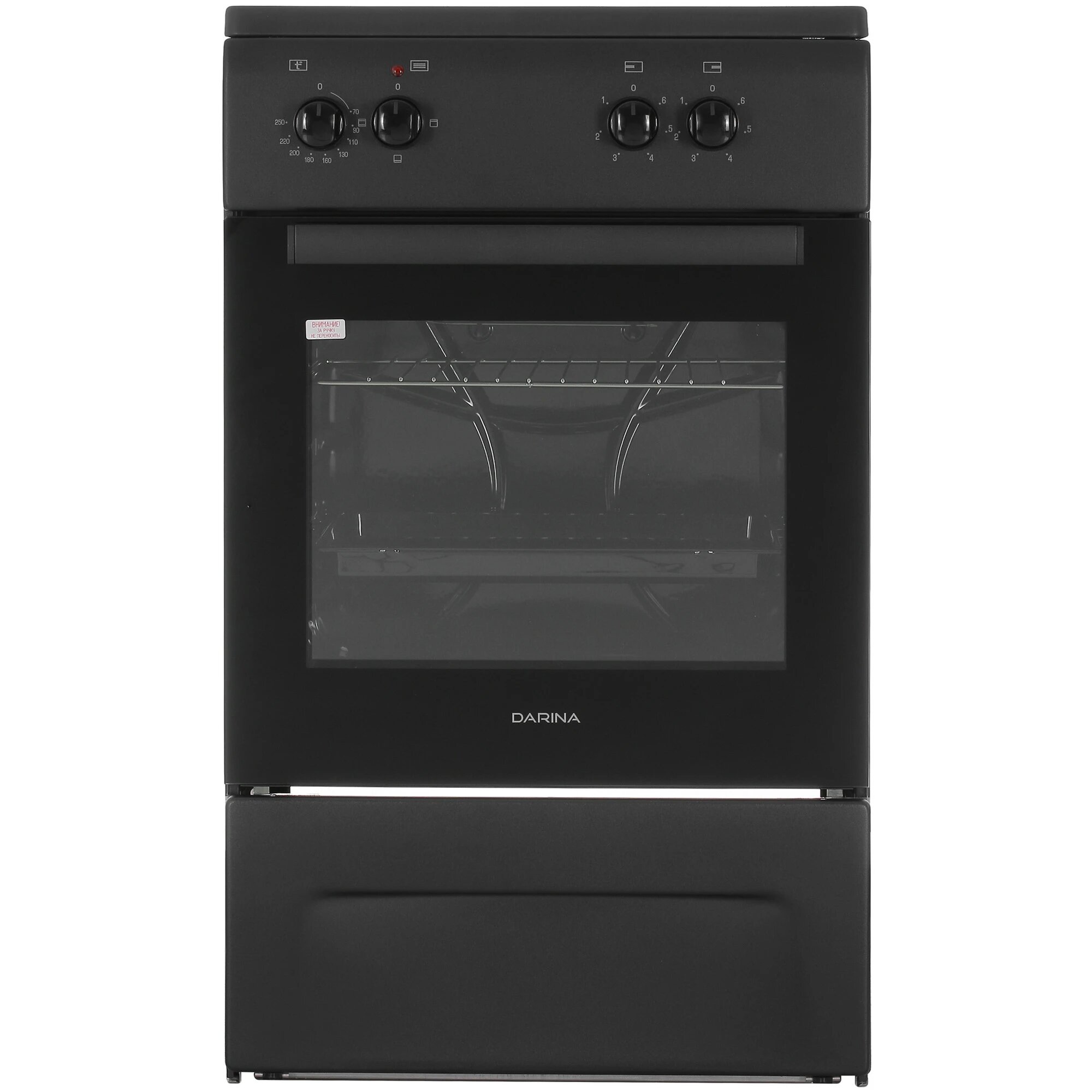 Электрическая плита DARINA 1F 5606, стеклокерамическая, с подсветкой, 2 конфорки, 45л, черная
