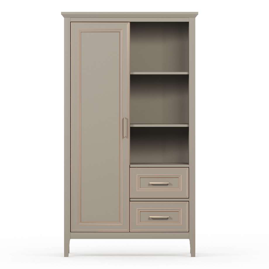 Тумба комбинированная БРВ Мебель CLASSIC REG1D2S Глиняный серый ш. 95 см, в. 170 см, д. 41 см