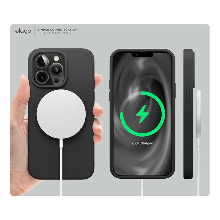 Elago силиконовый чехол для iPhone 13 Pro Max, Soft Silicone черный — фото 1