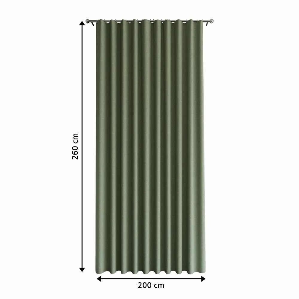 Штора на ленте со скрытыми петлями Looks 200x260 см цвет зеленый