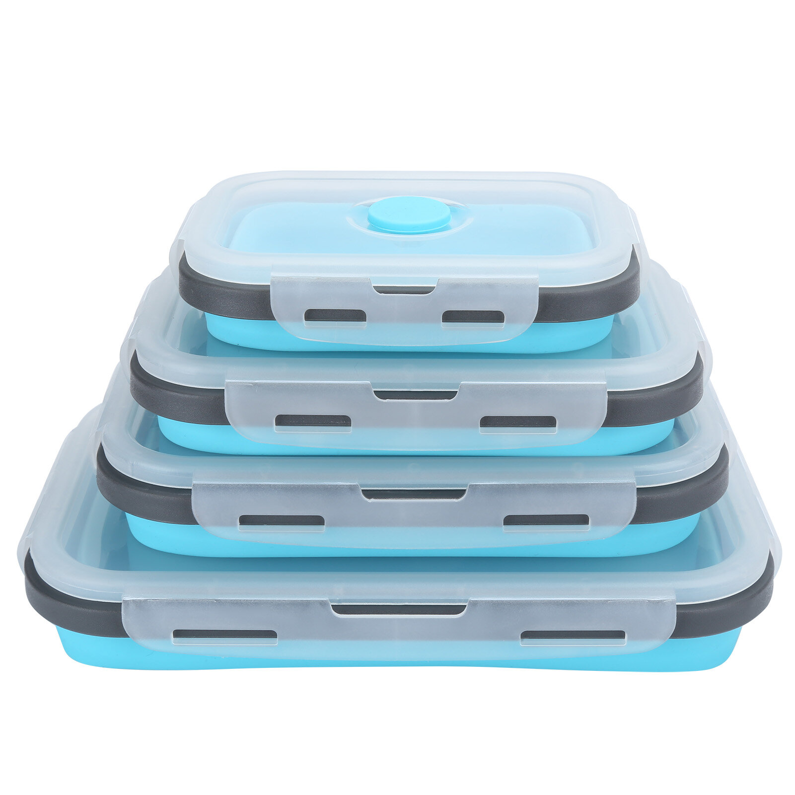 4Pcs/Set Silicone Lunch Box Collapsible Food Storage Container Bento for Outdoor Travel