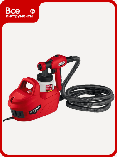 Изображение товара Электрический краскопульт ЗУБР КПЭ-650, полупрофессиональный воздушный распылитель HVLP, пластиковое сопло