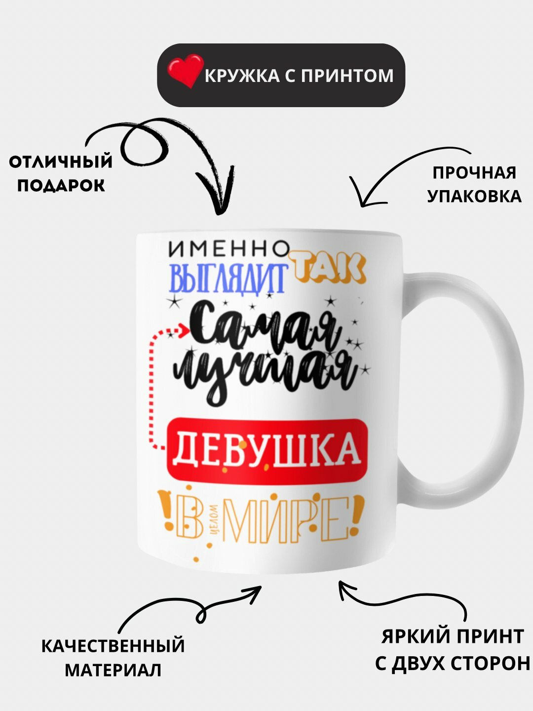 Кружка в подарок, с принтом, керамическая, бокал, для Папы, Мамы, Жене