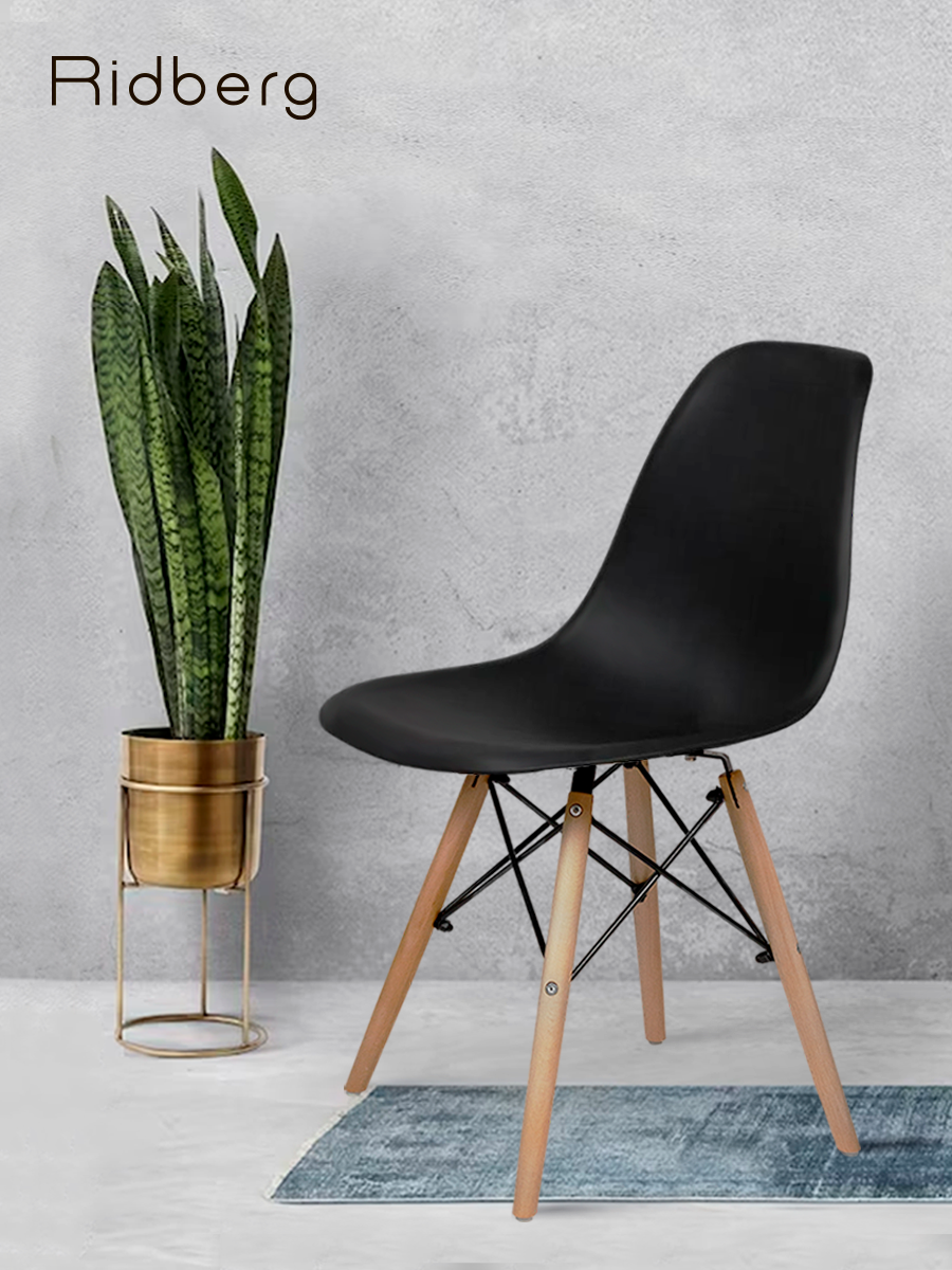 Комплект стульев RIDBERG DSW EAMES (2 шт, черный) Стул для гостиной, столовой — фото 1