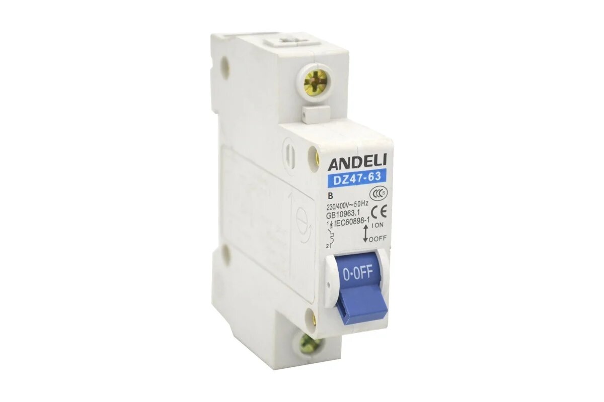 ANDELI Автоматический выключатель DZ47-63/1P 20A 4.5kA тип B ADL01-009