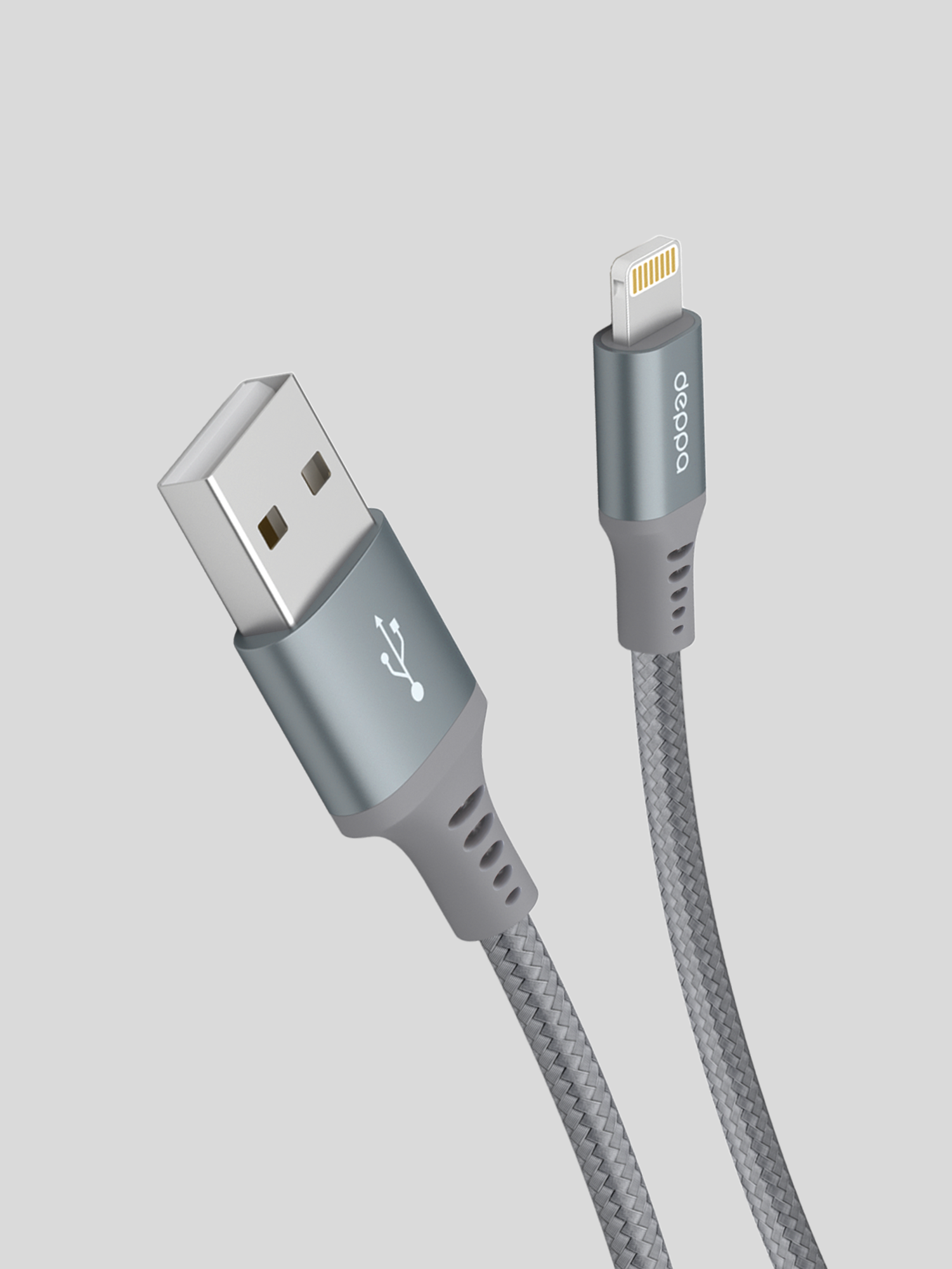 Кабель для зарядки смартфона USB-A – Lightning, алюминий/нейлон, MFI, 1.2 м, графит, Deppa, Deppa 72189