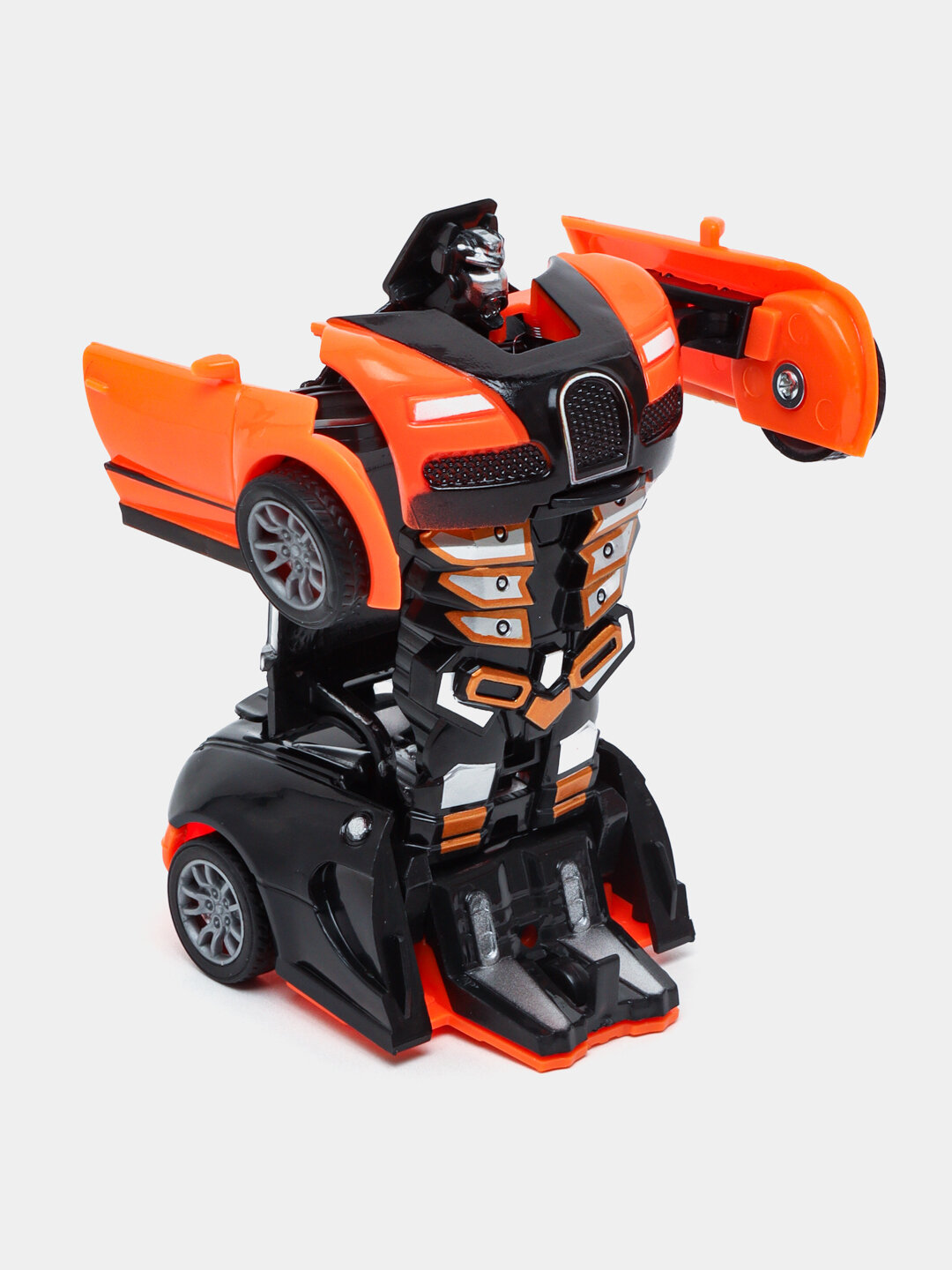 Игрушка-трансформер "Бугатти", машина + робот 2 в 1, инерционный механизм, пластик, черная/красная — фото 1