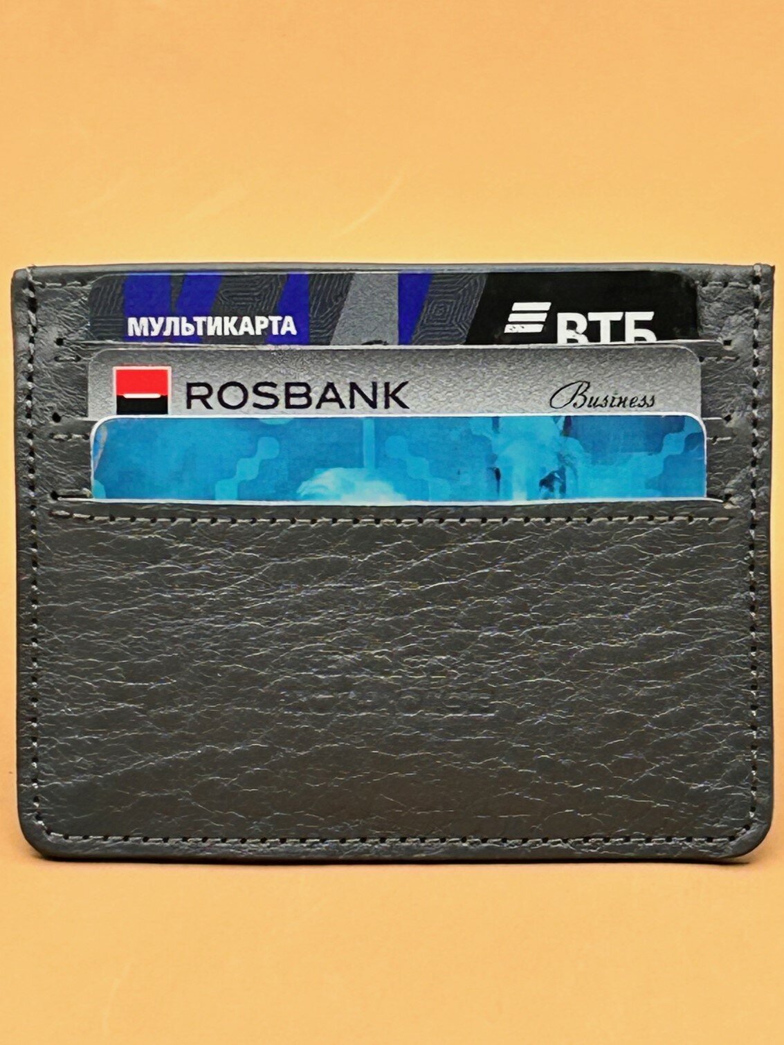 Картхолдер Black Tortoise, фактура зернистая, серый — фото 1