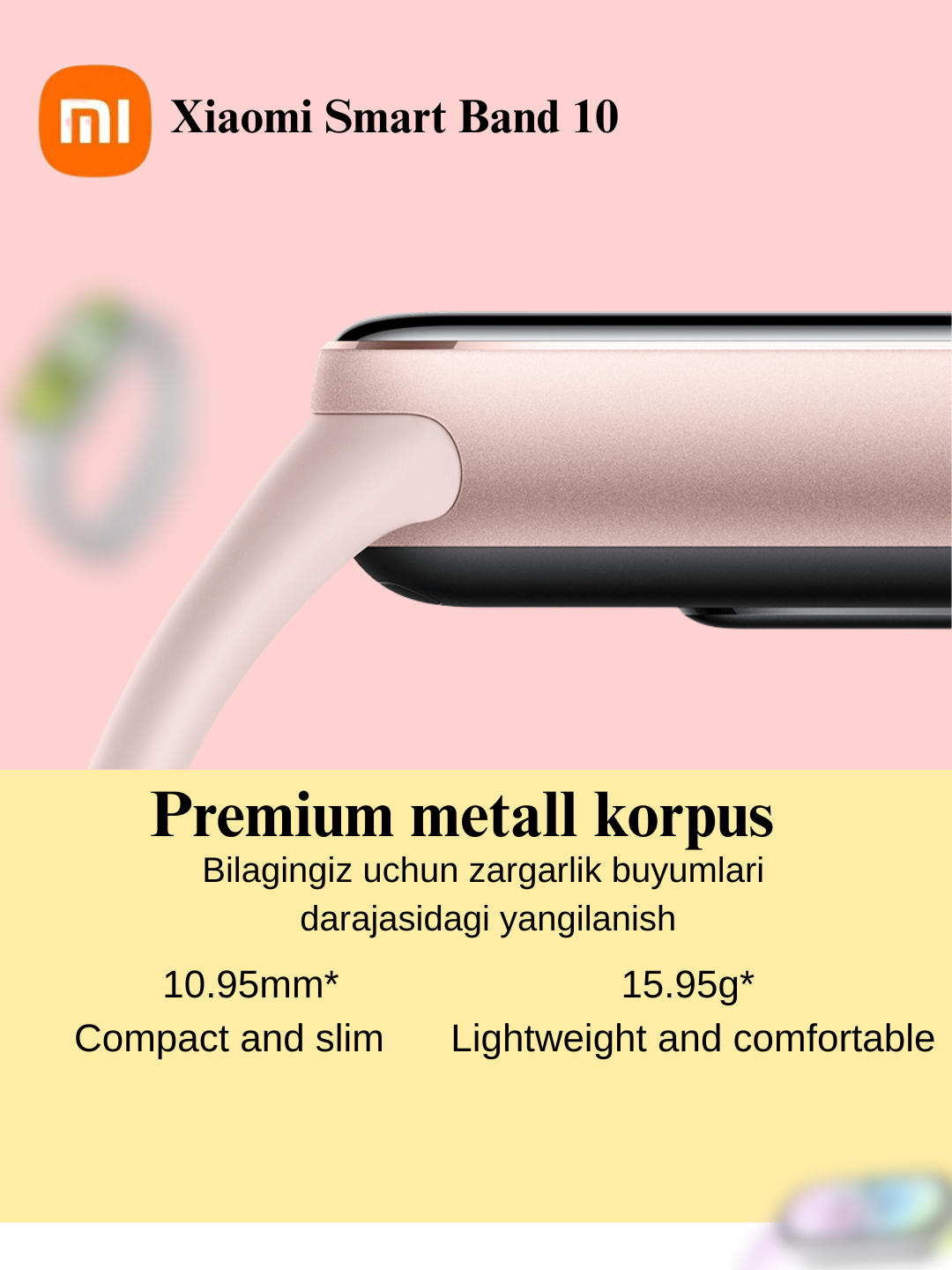 Часы, фитнес-браслет Xiaomi Smart Band 10, корпус из премиального металла, керамическая версия, кожаный ремешок Xiaomi, фиолетовый — фото 1