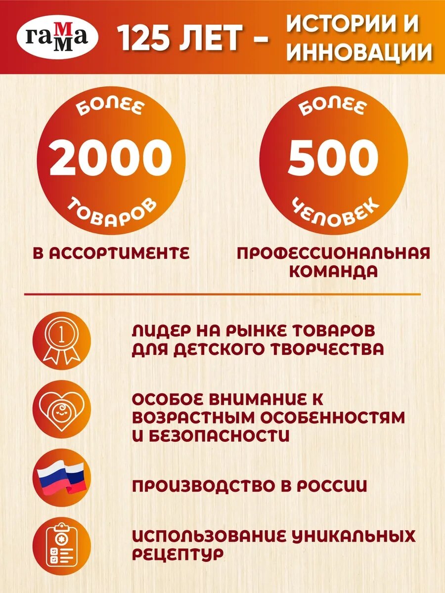 Пластилин Гамма "Классический", 6 цветов, 1500г, картон. упаковка — фото 1