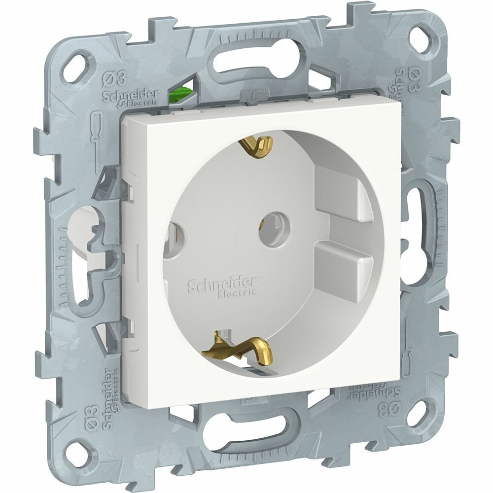 Розетка SE Unica New белая с заземлением без шторок NU505618