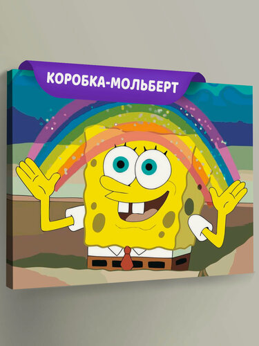 Изображение товара Картина по номерам на холсте с подрамником "Мем: Спанч Боб - Воображение", Раскраска 40x50 см, Мультфильмы Знаменитости