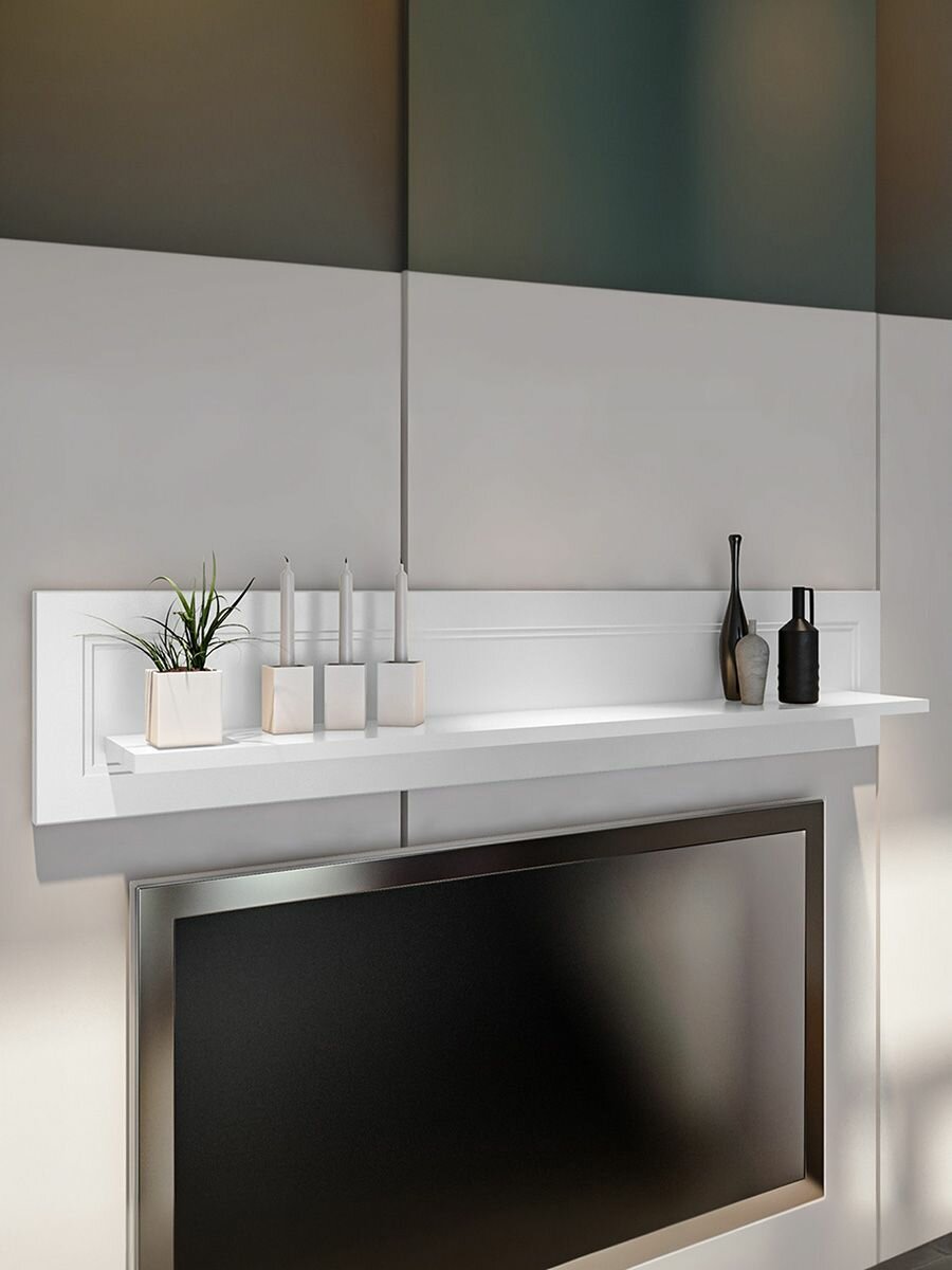 Настенная полка столплит Ассоль СБ-3431 открытая МДФ белый 150х29х21 см.