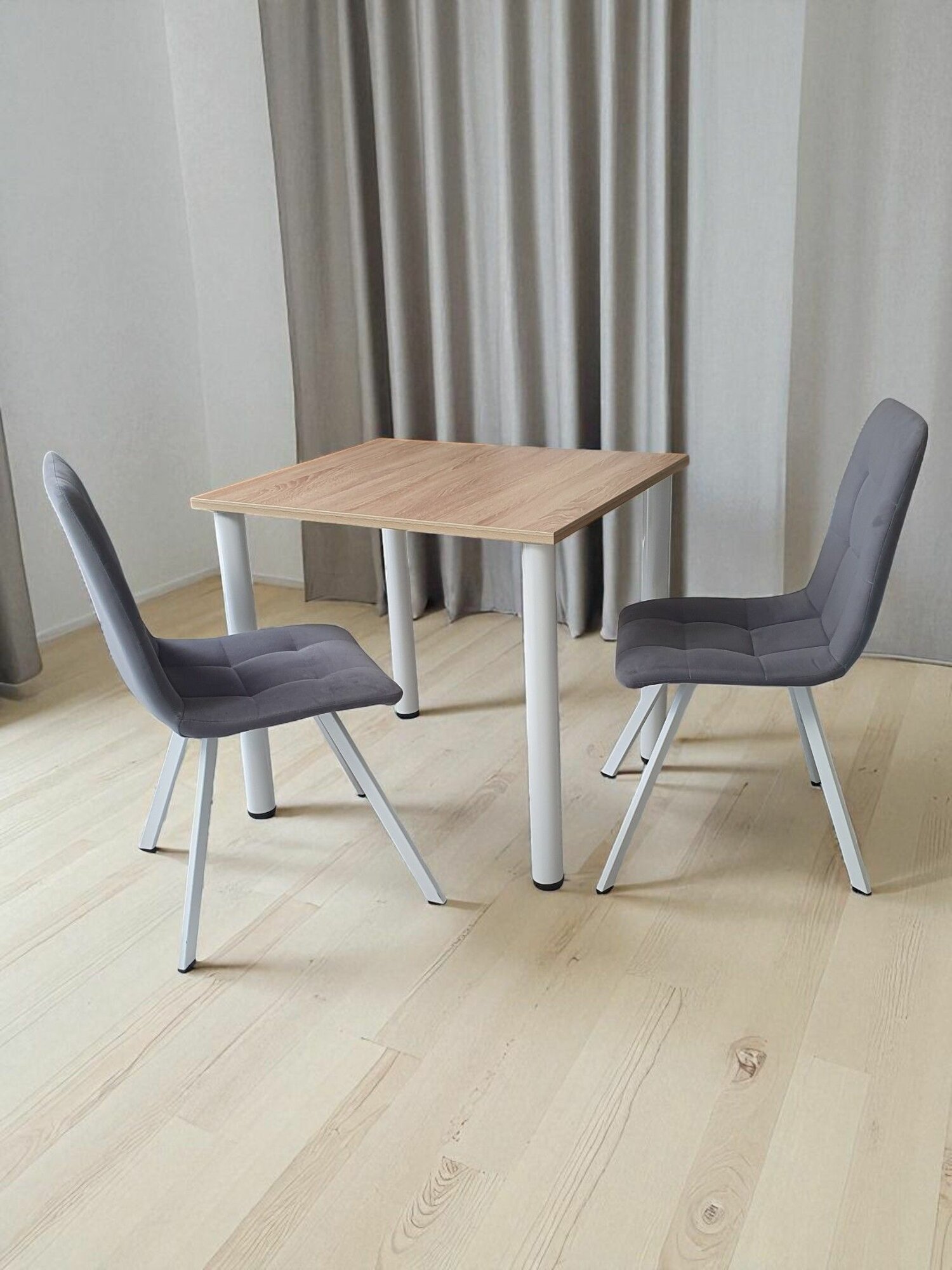 Стол компьютерный/ цвет Дуб Сонома, 80*70 см. Ножки белые.