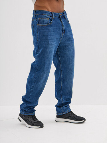 Изображение товара Джинсы бананы мужские, утепленные на флисе 